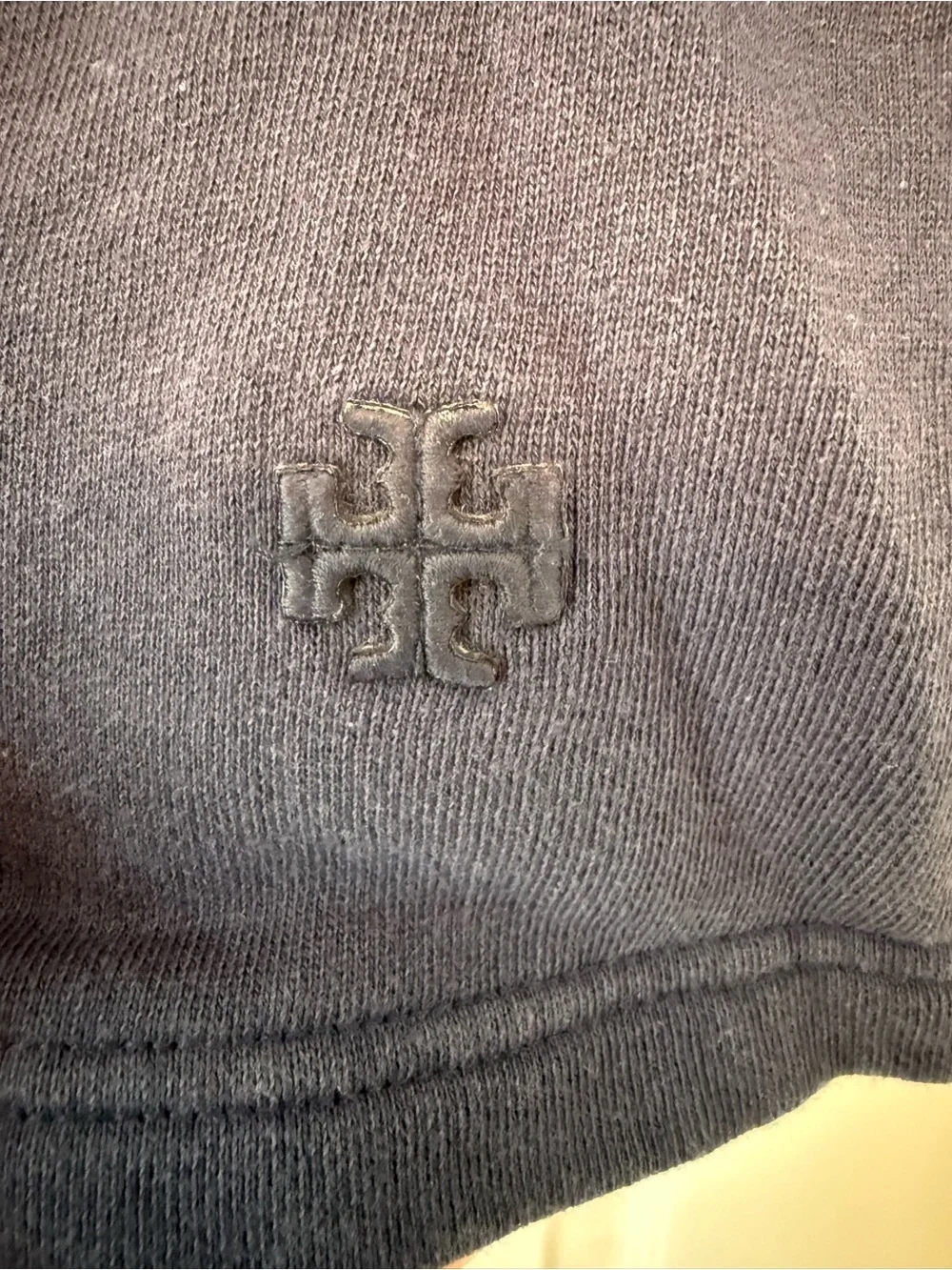 Tory Burch Tory Sport Navy White FRENCH TERRY CHEVRON HOODIE Pullover Small